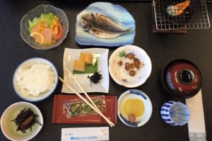 Traditional Japanese breakfast. All meals are served with rice.