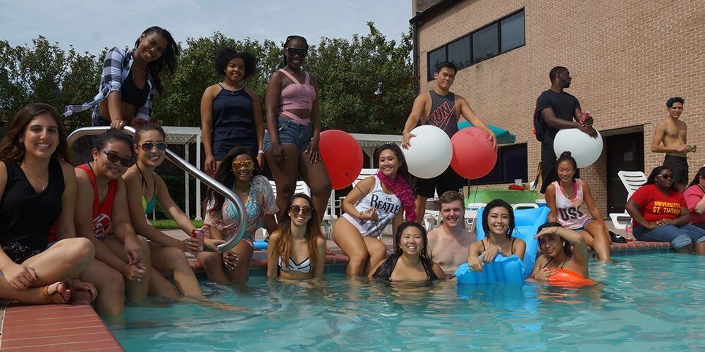 University of St. Thomas – Houston students cool off in the campus pool